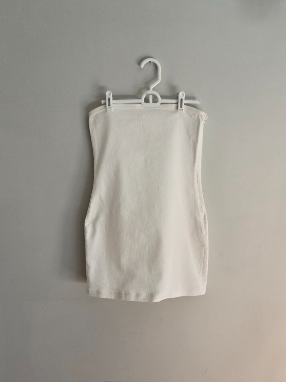 Zara White Denim Strapless Mini Dress Size L